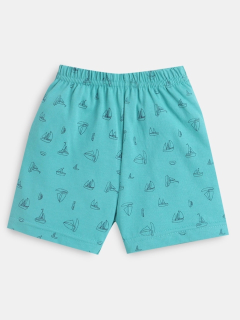 

Hopscotch Boys Green Conversational Printed Shorts
