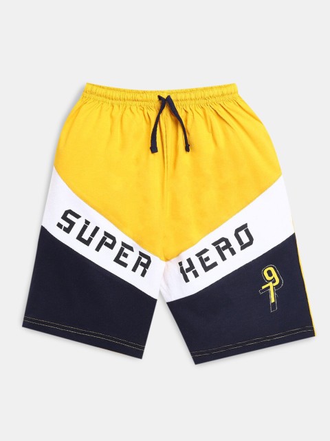 

Hopscotch Boys Gold-Toned Colourblocked Pure Cotton Shorts