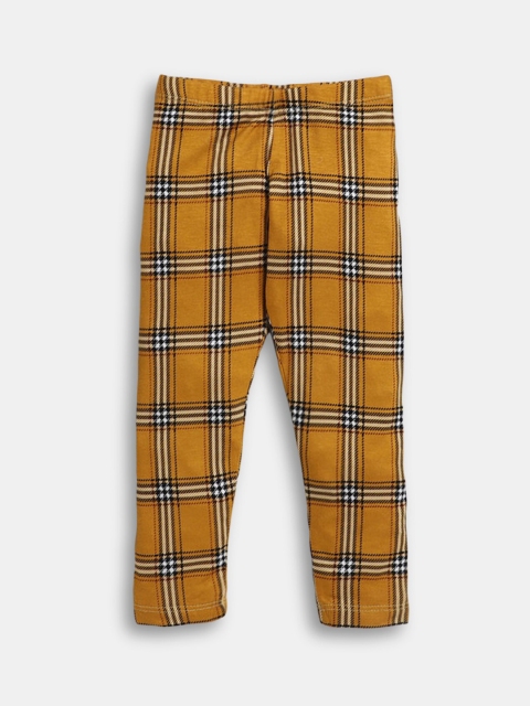 

Hopscotch Girls Yellow Checked Ankle-Length Leggings