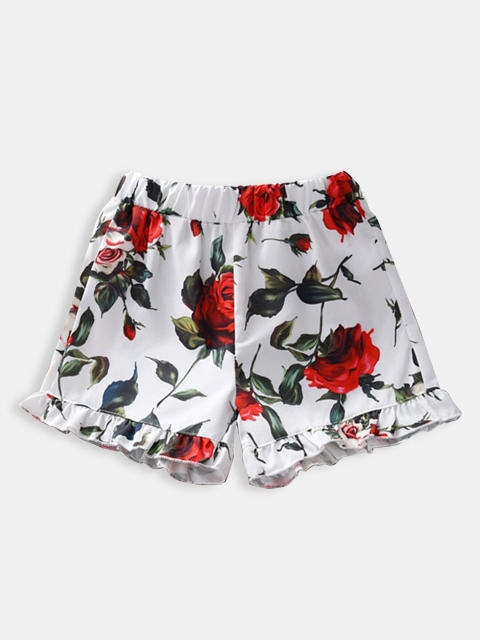 

Hopscotch Girls White Floral Printed Shorts