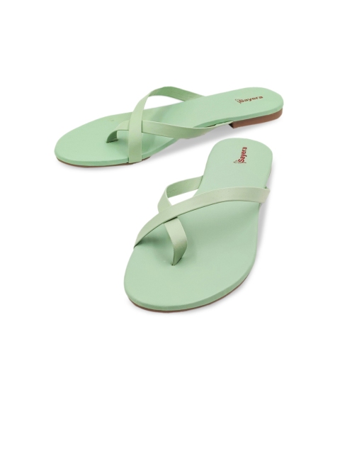 

Sayera Women Green Open Toe Slip On Flats