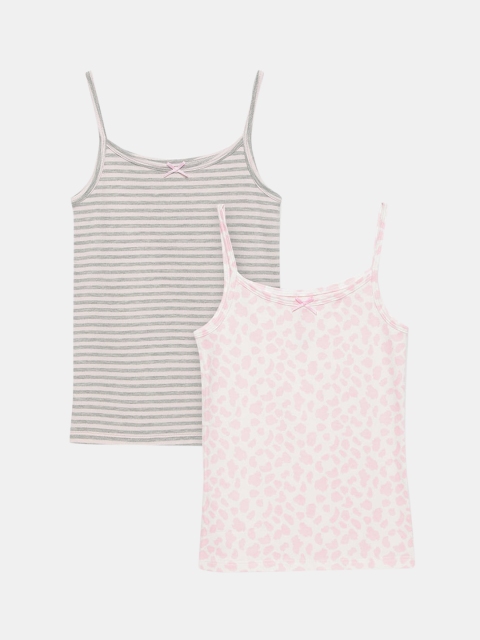 

Hopscotch Girls Grey & Pink Pack Of 2 Printed Camisoles