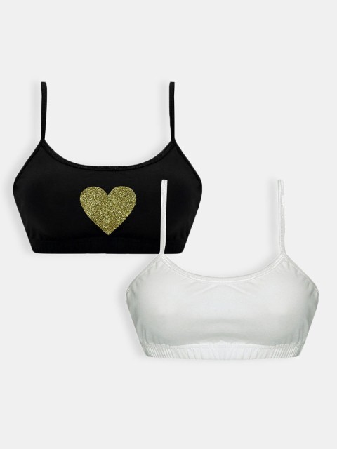 

Hopscotch Girls Pack Of 2 Black & White Non Padded & Non-Wired Beginners Bra