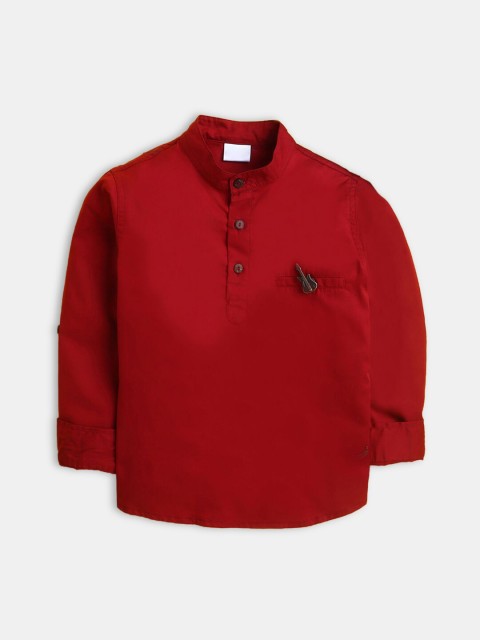 

Hopscotch Boys Maroon Pure Cotton Kurta