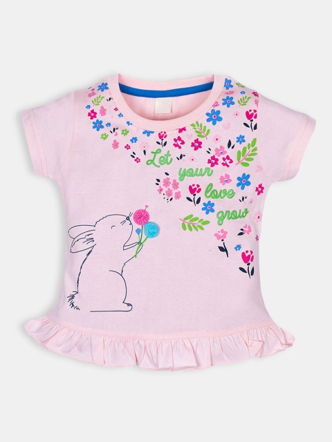 

Hopscotch Girls Pink Floral Printed T-shirt