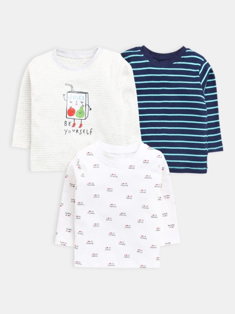 

Hopscotch Boys Pack Of 3 White & Blue Printed T-shirt