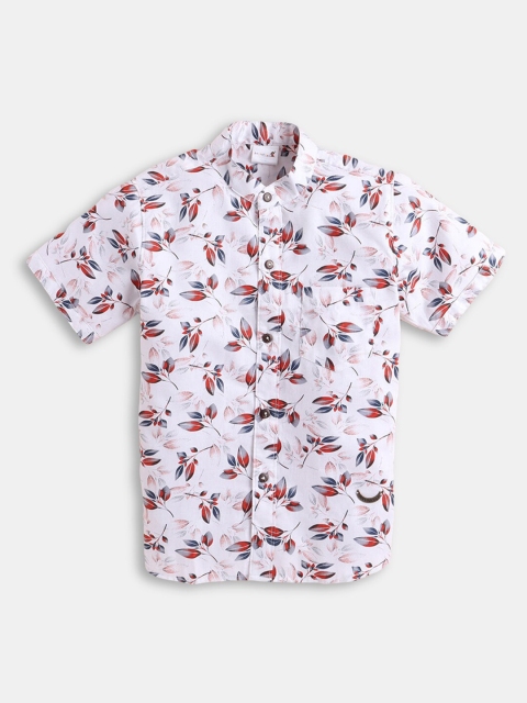 

Hopscotch Boys White Floral Printed Casual Shirt