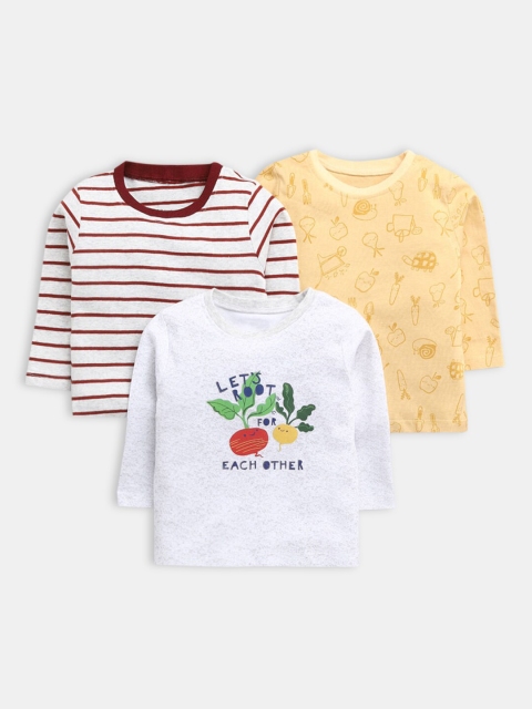 

Hopscotch Boys Set Of 3 Blue & Brown Striped Cotton T-shirt
