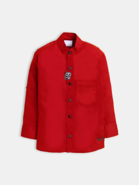 

Hopscotch Boys Red Cotton Casual Shirt With Brooch
