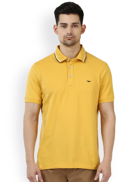 

Park Avenue Men Yellow Solid Polo Collar T-shirt