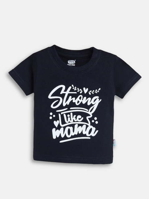 

Hopscotch Boys Navy Blue Typography Printed T-shirt