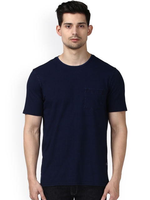 

Park Avenue Men Navy Blue Solid Round Neck T-shirt