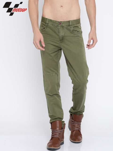 

Roadster Men Olive Green Slim Fit Solid Regular Trousers