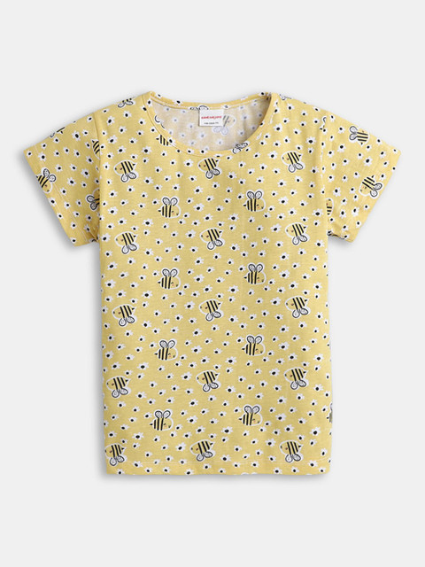 

Hopscotch Girls Yellow & White Printed Night suit