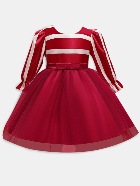 

Hopscotch Girls Red Striped Full-Sleeve Party Dress