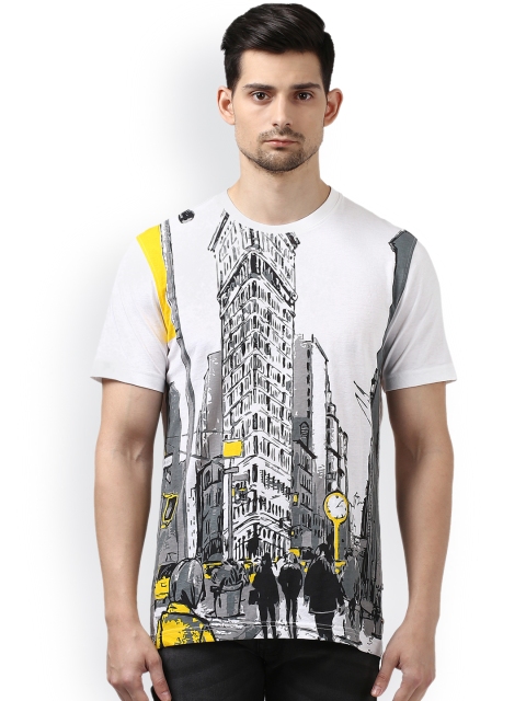 

Park Avenue Men White Printed Round Neck T-shirt