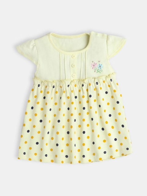 

Hopscotch Girls Yellow & Black Polka Dot Print A-Line Dress