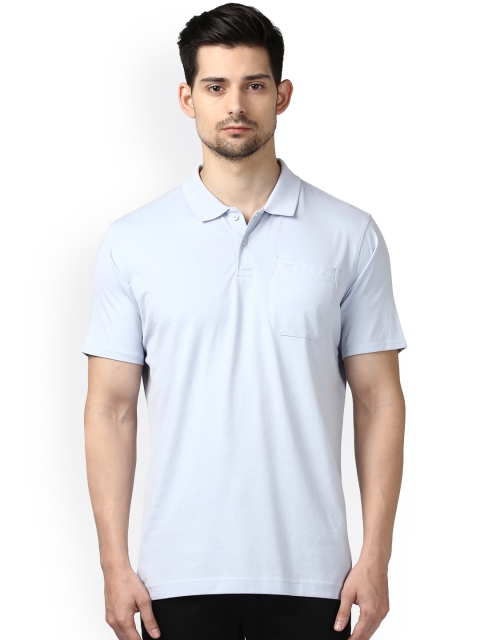 

Park Avenue Men Blue Solid Polo Collar T-shirt