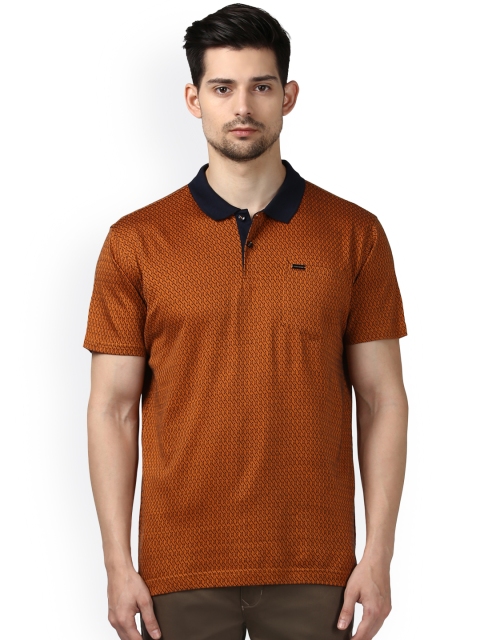 

Park Avenue Men Orange Self-Design Polo Collar T-shirt