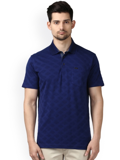 

Park Avenue Men Blue Self-Design Round Neck T-shirt
