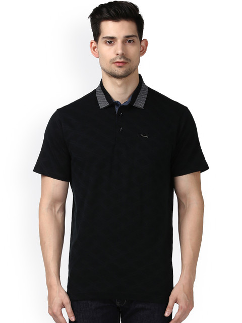 

Park Avenue Men Black Printed Polo Collar T-shirt