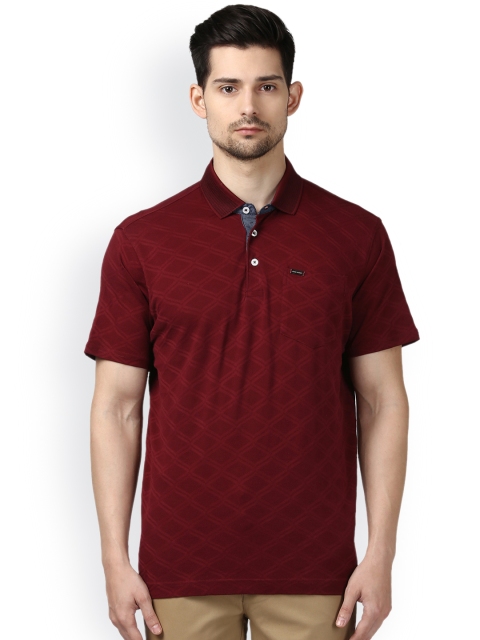 

Park Avenue Men Maroon Printed Polo Collar T-shirt