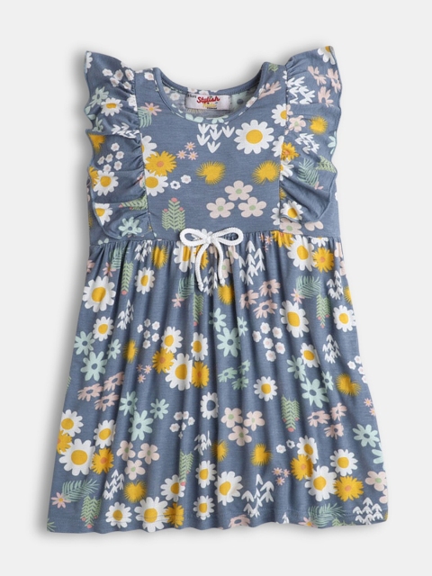 

Hopscotch Yellow Floral Printed Dress