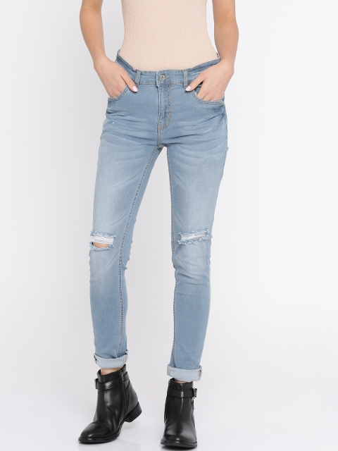 

Roadster Women Blue Skinny Fit Mid-Rise Slask Knee Stretchable Jeans