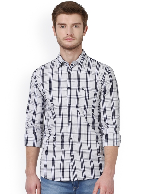 

Parx Men Blue & White Smart Slim Fit Checked Casual Shirt