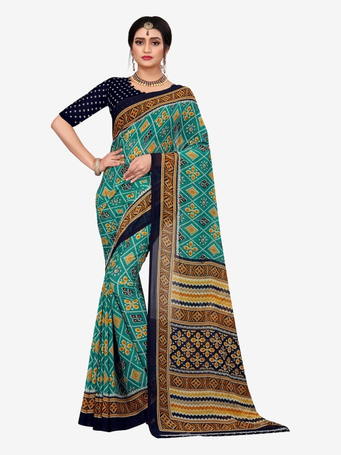 

Indian Fashionista Fluorescent Green Floral Pure Georgette Saree