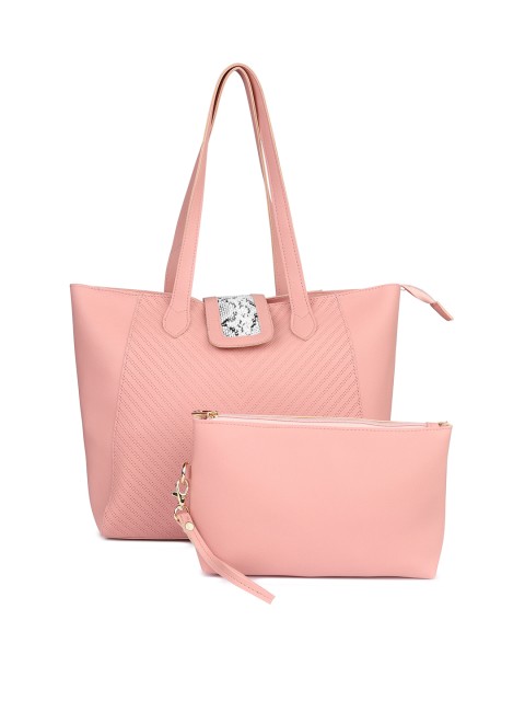 

LEGAL BRIBE Pink PU Structured Shoulder Bag with Quilted