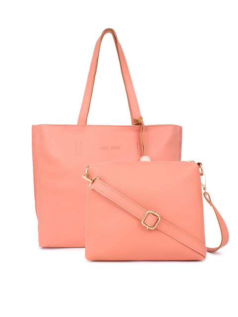 

LEGAL BRIBE Women Pink PU Oversized Structured Handheld Bag with Tasselled