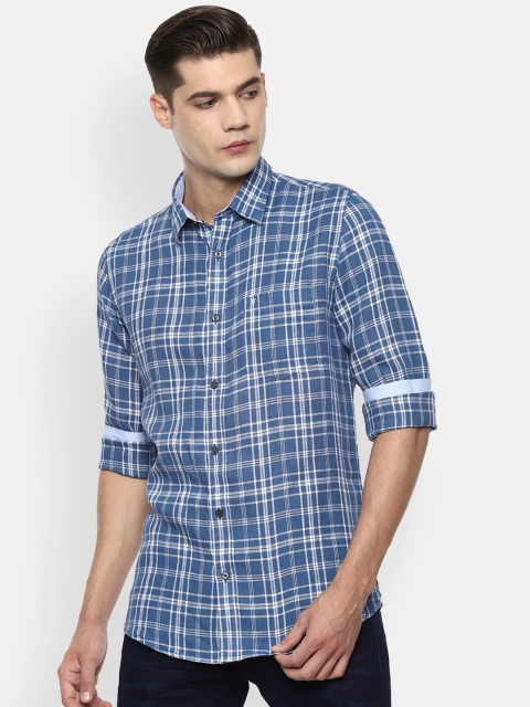 

Van Heusen Sport Men Blue Slim Fit Tartan Checks Checked Cotton Casual Shirt