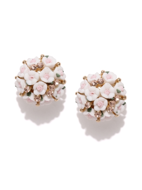 

YouBella White Gold-Plated Floral Studs