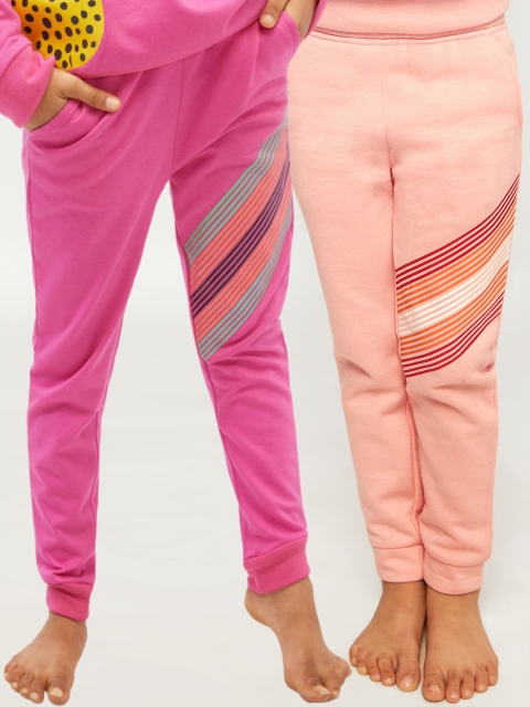

frangipani Girls Pack of 2 Hot Pink & Baby Pink Cotton Joggers