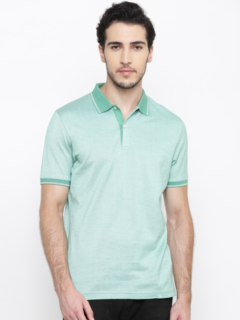 

Blackberrys Men Green Self Design Polo Collar T-shirt