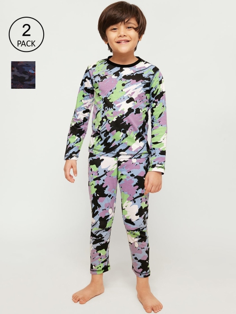 

frangipani Boys Blue & Lavender Pack Of 2 Pure Cotton Printed Night suit