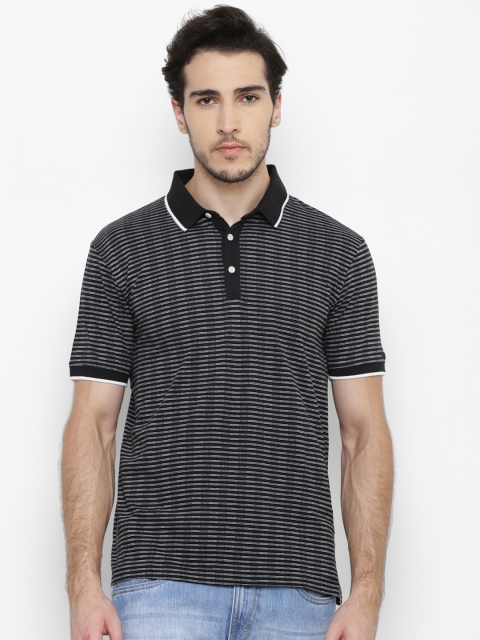 

Blackberrys Men Black Striped Polo Collar T-shirt