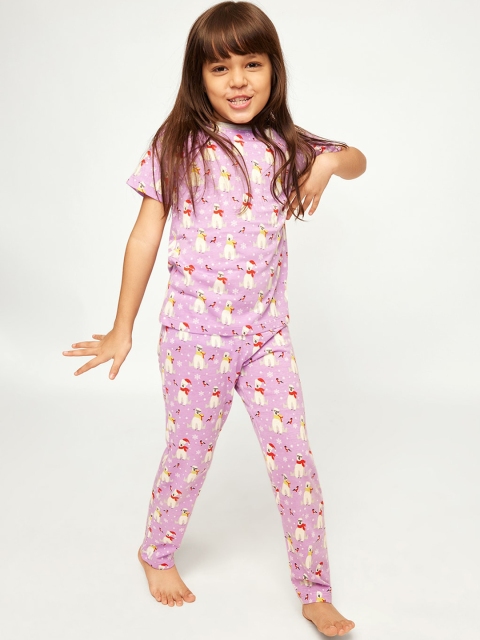 

frangipani Girls Navy Blue & Pink 2 Printed Pure Cotton Night suit FP17-1