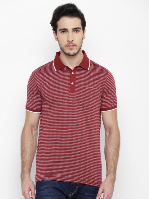

Blackberrys Men Maroon Striped Polo Collar T-shirt