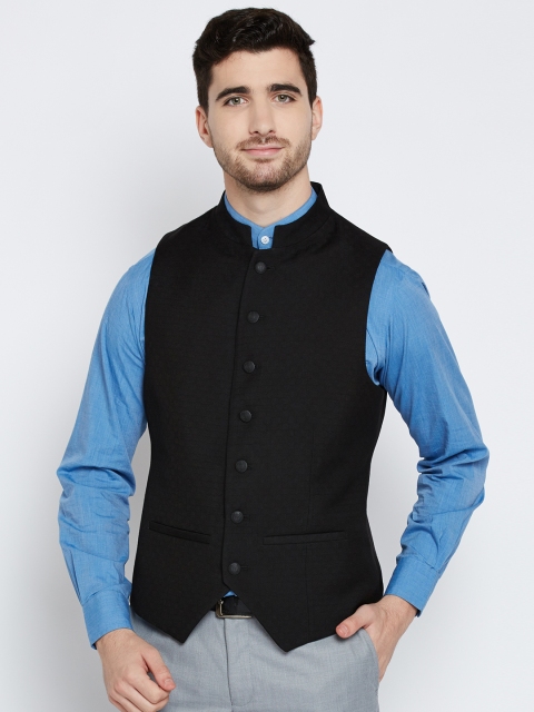 

Blackberrys Black Patterned Slim Fit Nehru Jacket