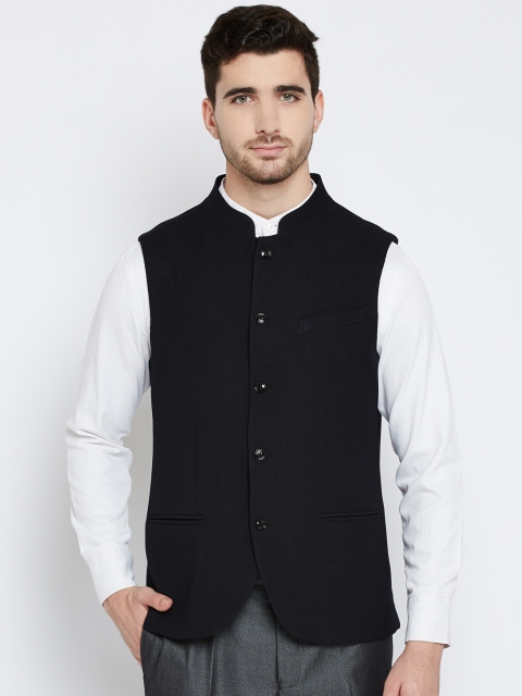 

Blackberrys Navy Patterned Slim Fit Nehru Jacket, Navy blue