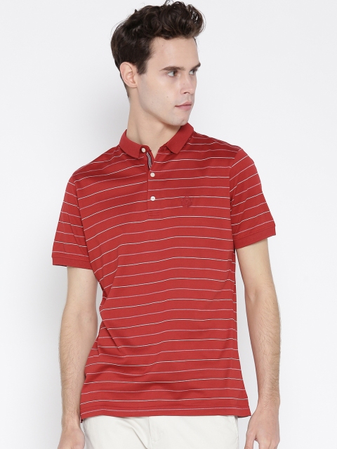 

Blackberrys Men Red Striped Polo Collar T-shirt