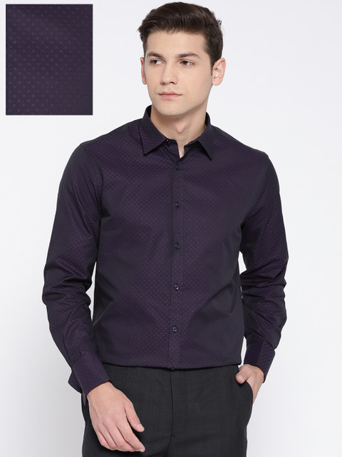 

Blackberrys Men Purple Slim Fit Self Design Formal Shirt
