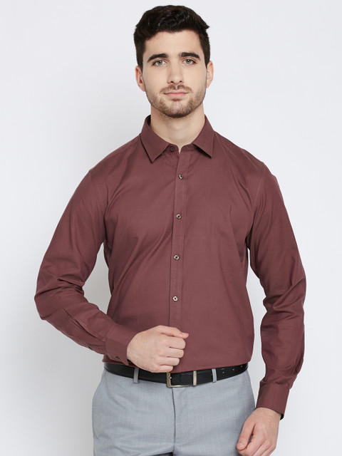 

Blackberrys Men Rust Brown Slim Fit Solid Formal Shirt