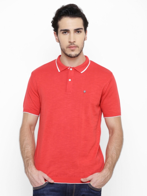 

Blackberrys Men Red Solid Polo Collar T-shirt