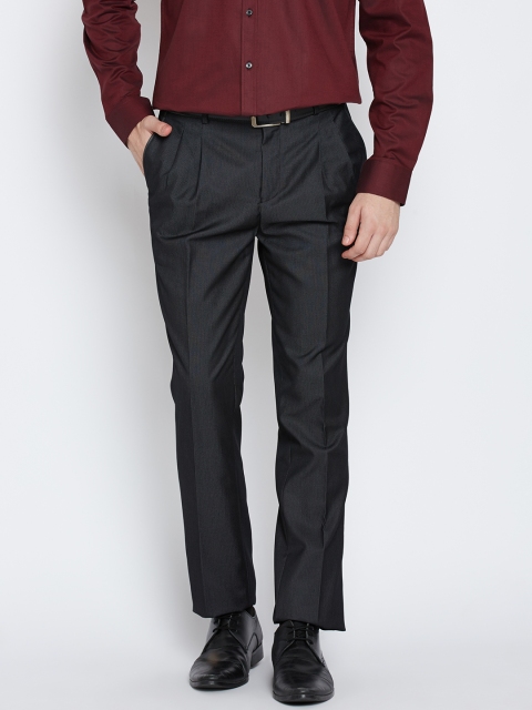 

Blackberrys Men Charcoal Grey Sharp Fit Formal Trousers