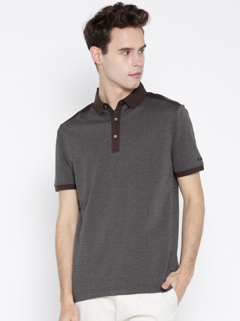 

Blackberrys Men Coffee Brown & Grey Patterned Polo Collar T-shirt