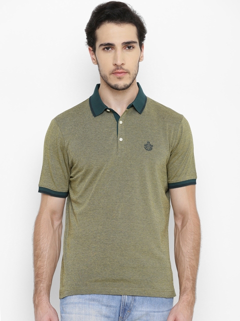 

Blackberrys Men Yellow & Green Self-Design Polo Collar T-shirt