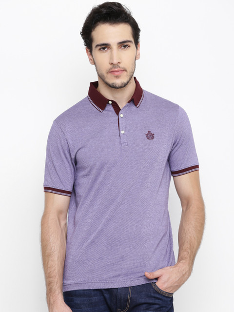 

Blackberrys Men Purple Solid Polo Collar T-shirt